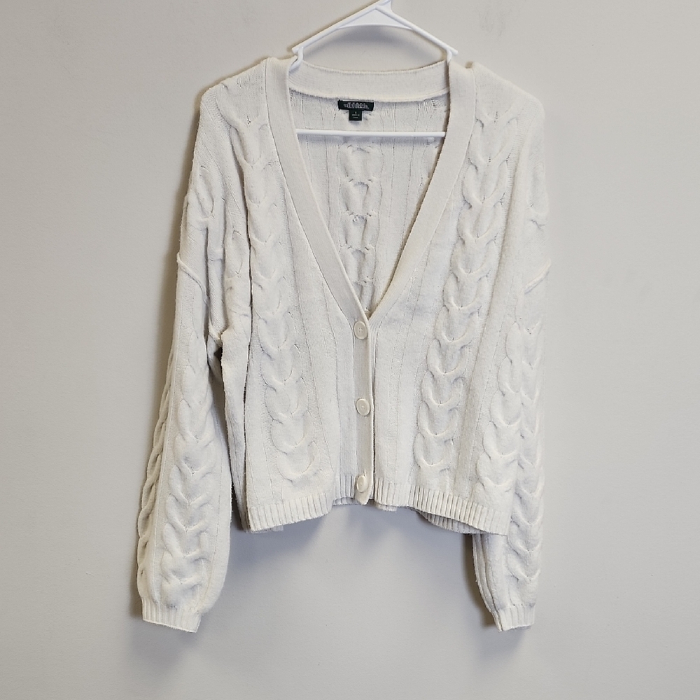 Wild Fable White Cable Knit Cardigan